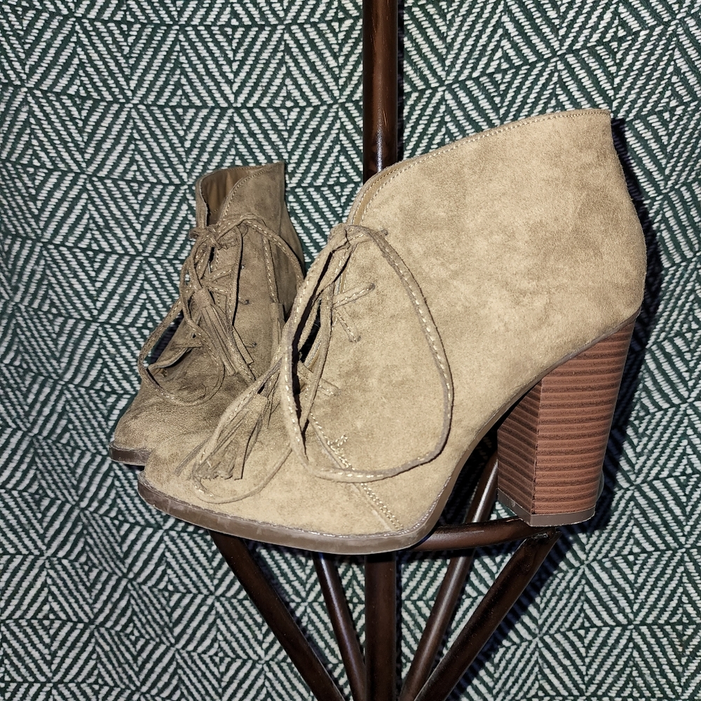 JustFab Green Suede Booties